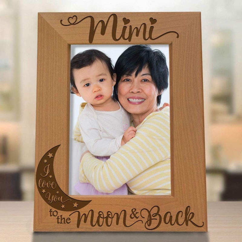 KATE POSH - Mimi I Love You to The Moon and Back Engraved Natural Wood Picture Frame, Grandparent's Day Gifts, Grandma Gifts, for Nana, (4x6-Vertical) - Image 4